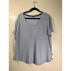 GAP Ladies Short Sleeve Soft V-Neck Slub Tee XL Ice Blue Classic Layering Casual